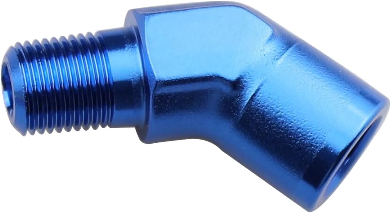 KRD PERFORMANCE Aluminum 1/8" 1/8 inch NPT Female to Male 45 Degree Elbow Coupler Union Hose Fitting Adapter, Blue : Everything Else
