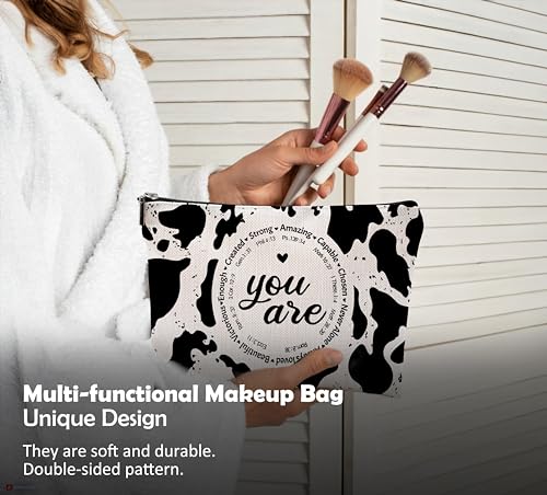 Western Cow Print Makeup Bag - Christian Inspirational Gifts Cosmetic Bags With Zipper4