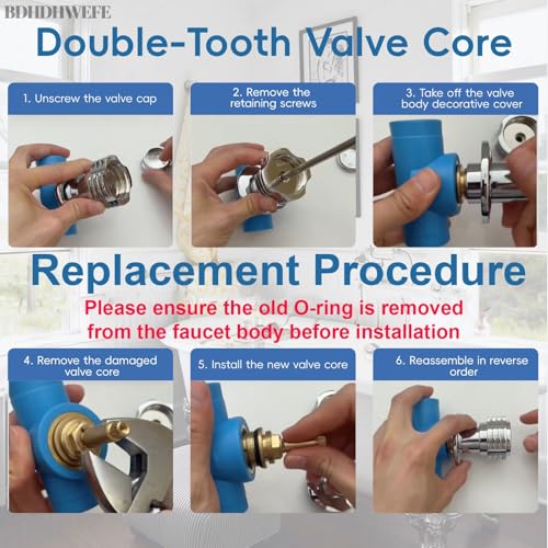 BDHDHWEFE 2 Pack 20 Teeth Spline Brass Faucet Cartridges Hot and Cold, 84x12mm（3 5/16"×1/2"） 1/2 Inch Thread Quarter Turn Valve Stems, Leak-Proof Replacement for Bathroom Kitchen Sink Faucet Repair by BDHDHWEFE - Image 7