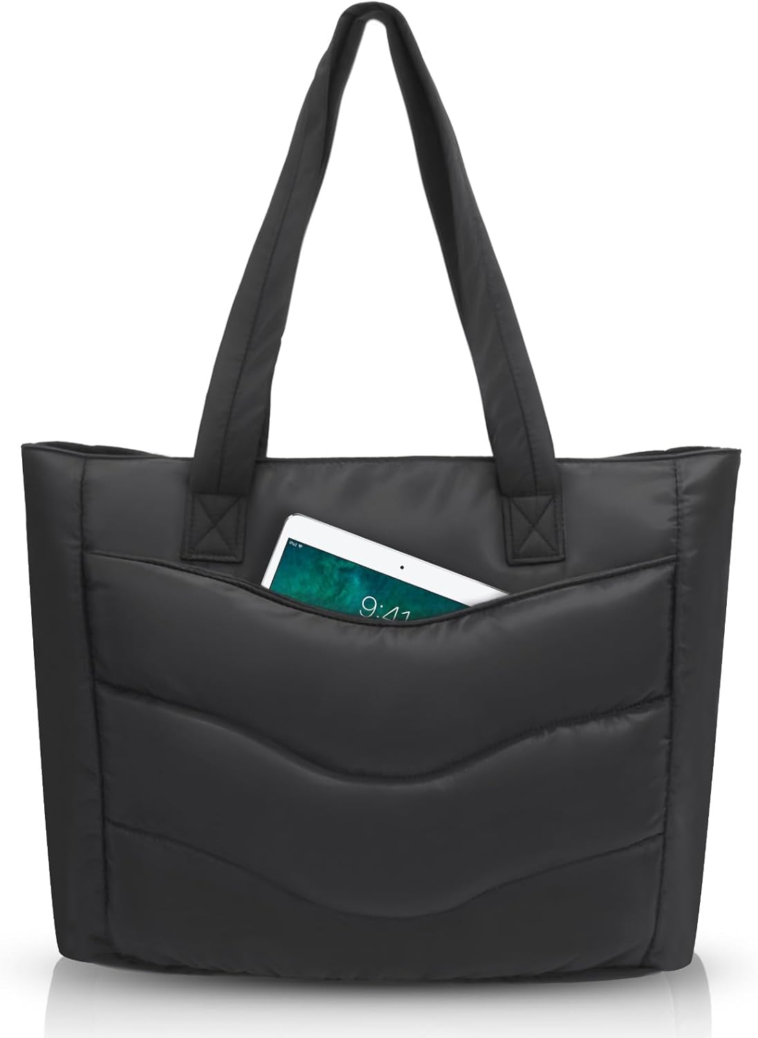 Skycase Puffer Tote Bag for Women - Lightweight Puffy Work Handbag- Large Laptop Quilted Shoulder Bag for Daily, Travel, Gym