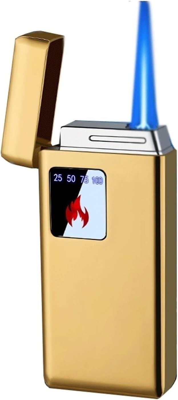 Butane Torch Lighter, Windproof Adjustable Jet Frame Lighter, 2024 Multifunction Smart Touch Sensor Lighter, Rechargeable Butane Lighter, Gift for Men (Yellow)