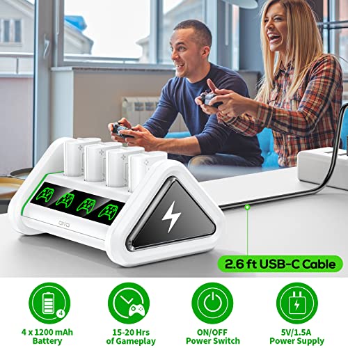 Rechargeable Battery Pack for Xbox One/Xbox Series X|S, 4 x 3840mWh Batteries Xbox One Controllers, Xbox Series Controller Batteries with Charger Station for Xbox One/One S|X/Elite - Image 4
