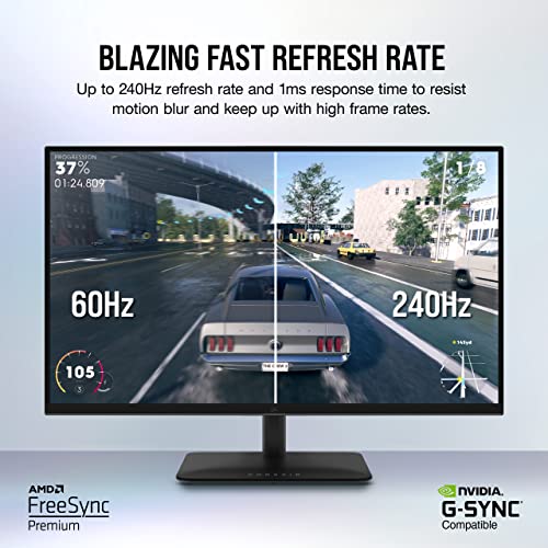 Image of Corsair XENEON 32QHD240 Gaming Monitor - 32-Inch, IPS QHD (2560 x 1440), AMD FreeSync Premium Adaptive Sync, 240Hz Refresh Rate, 1ms, DisplayHDR600, HDMI 2.0, DisplayPort 1.4, USB-C 3.1 - Black