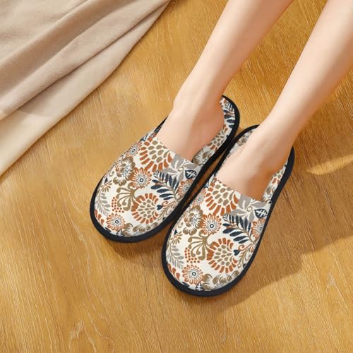 Floral Paisley Print House Slippers For Women And Men,Soft Slippers With Memory Foam,Non-Slip Indoor Home Shoes4