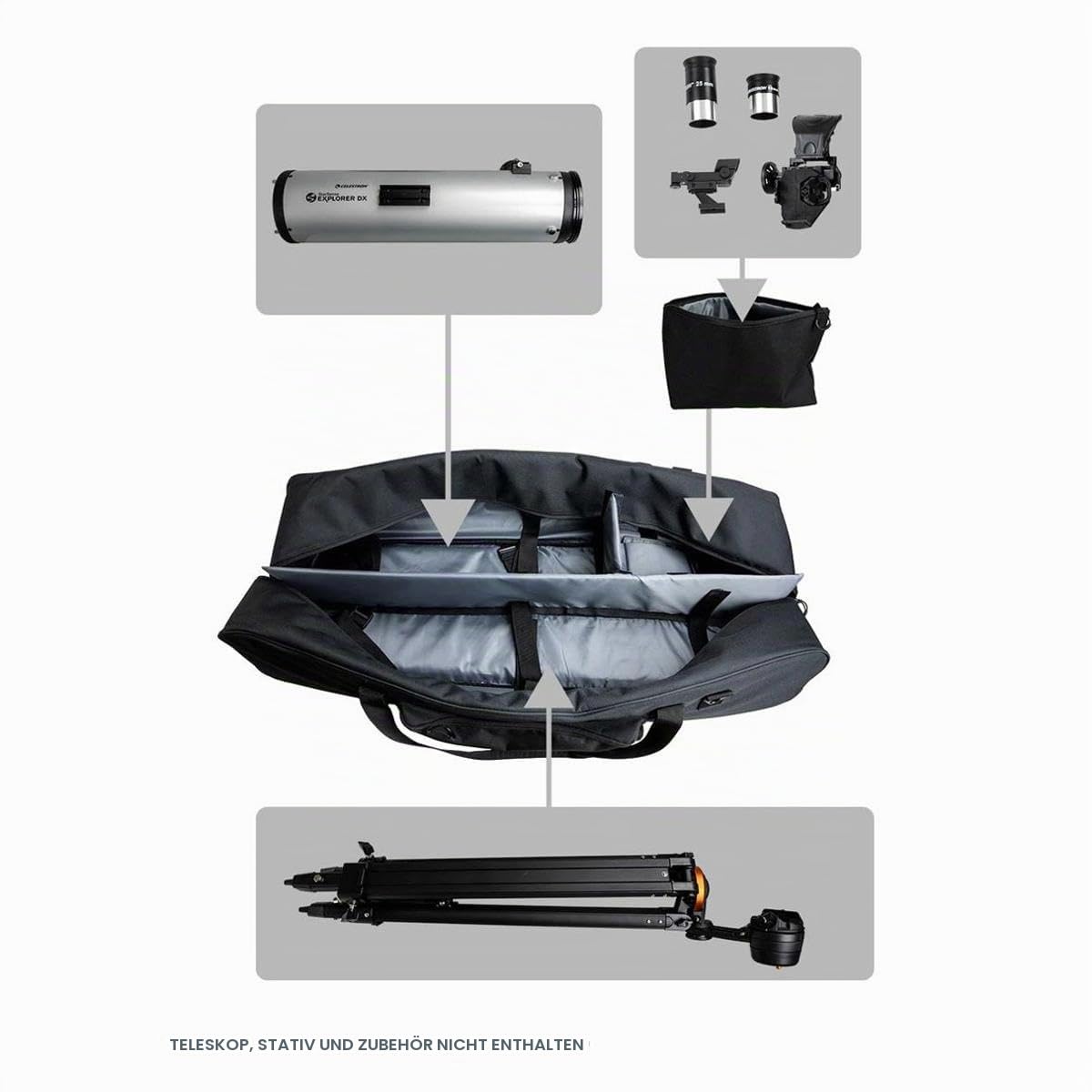 Celestron 94025 40” Full Kit Telescope Bag – Storage & Carry Case for Telescope, Mount, Tripod and Accessories with Configurable Padded Internal Walls and Bonus Accessory Bag, Black