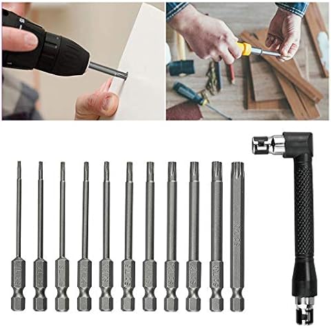 XAVSWRDE 12 Stück Torx Bits Schraubendreher Set 7.5 T6-T40 Extra lang Schraubendreher Kit Iegierter Stahl 1/4 Zoll Sechskant Schaft Cover