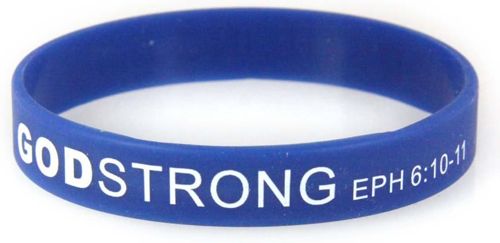 Godstrong 8040014 3 Pieces Blue with White Small Size Imprinted Silicone Band Eph. Ephesians 6:10-11