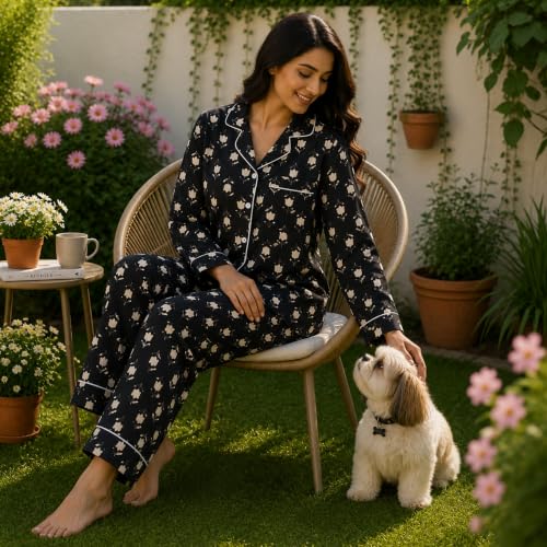 Image of Huar Cotton Pajamas Set for Women - Luxurious Cotton Womens Pajama Sets - Comfortable Christmas PJ Set, Breathable & Light Pj