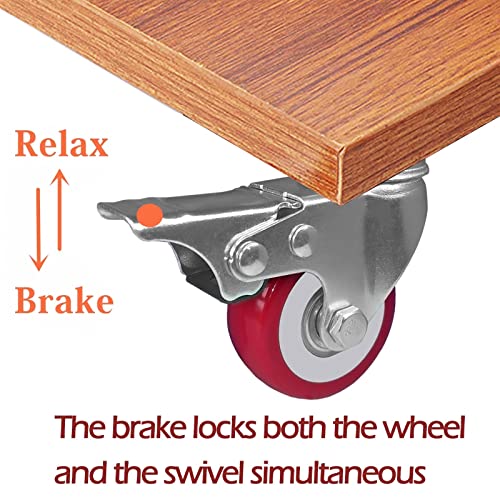 image for ABSLIMUS 2 inch Casters Load 800lbs, Set of 4 with Brake, Advanced Pol