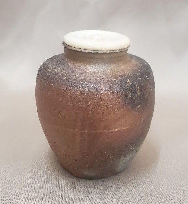 茶道具 茶入 備前焼 木村一陽作 仕覆金剛金蘭 たっぷりとりた茶入中国