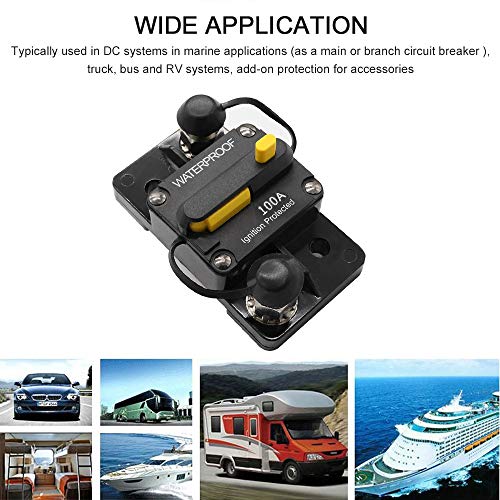 ANJOSHI 100Amp Waterproof Circuit Breaker 30A-300A Auto Car Protection Inline Fuse Stereo Switch Fuse Holders Without Fuse Replacing