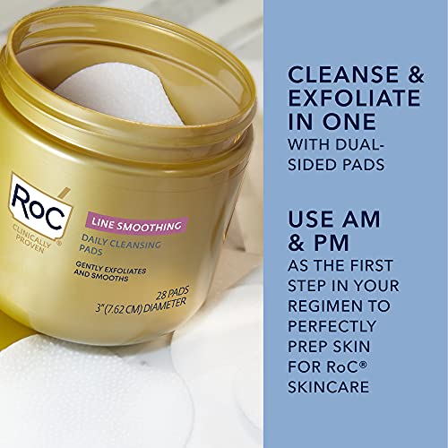 Roc Resurfacing Disks, Hypoallergenic Exfoliating Makeup Remover Pads For Wrinkles And Skin Tone, Hypo-Allegenic Skin Care, Oil-Free Daily Cleanser, 28 Count (Packaging May Vary) #TOP4