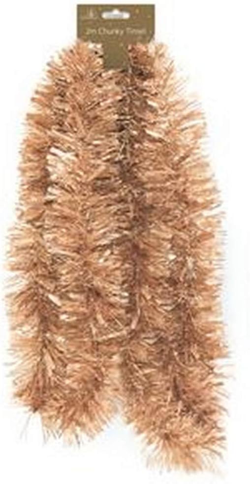 Widdle Gifts Ltd Christmas Chunky Tinsel Tree Room Decoration 3 Lengths 2 Metre - Rose Gold