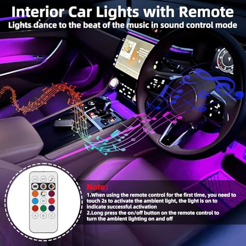 CCBASEBALL 4Pcs Wireless LED Lights for Car with Remote Control, 8 Colors Car Interior Night Lights - Thumbnail 4
