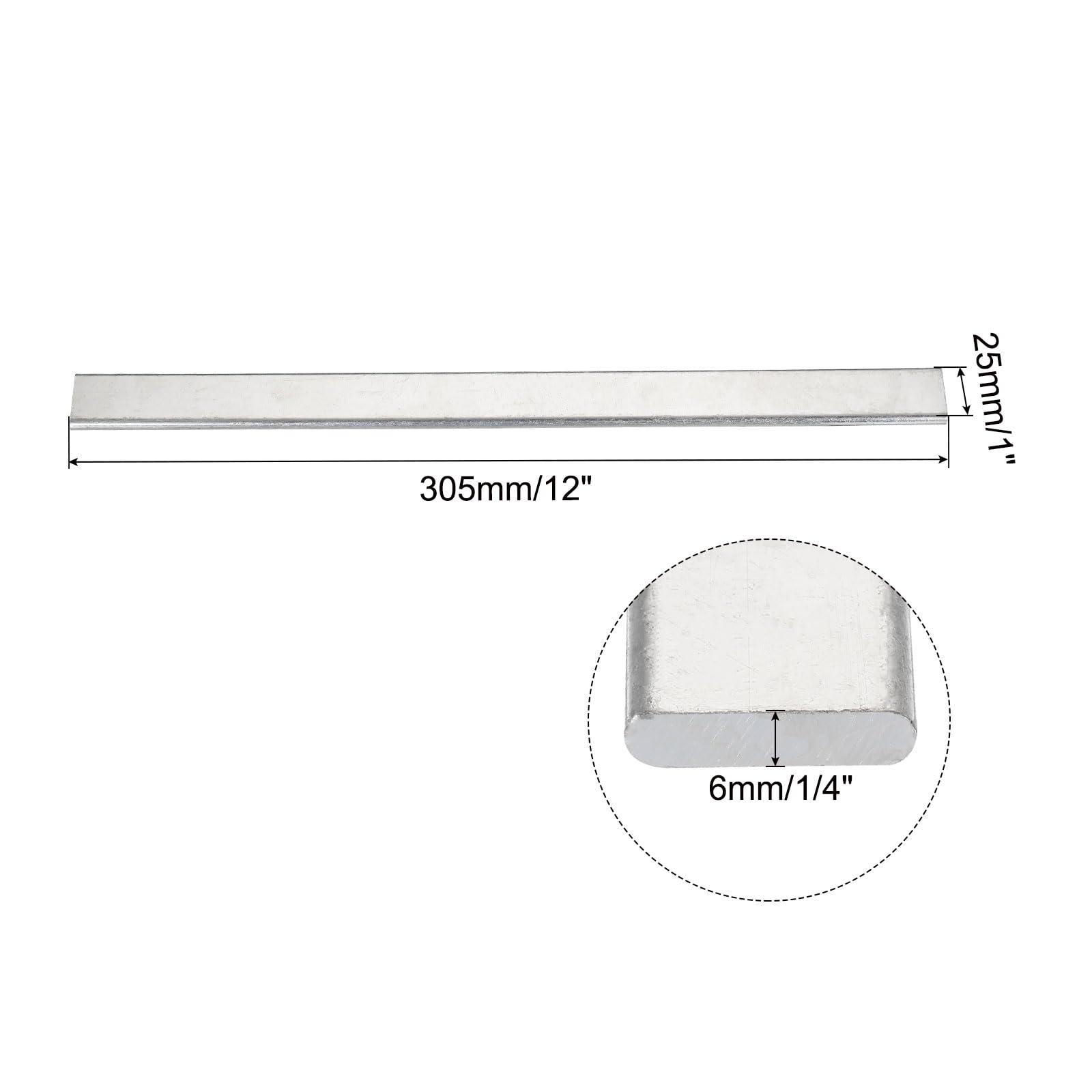 QUARKZMAN 1pcs 12" x 1" Cuivre Plat Barre,1/4" Épaisseur Étamé Cuivre Barre Stockage pour Mise Terre Systèmes Architectural Projets