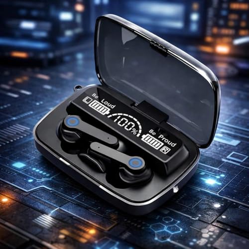 Image of M19 TWS Wireless Earbuds with LED Display & Torch | 30H Playtime, Bluetooth 5.1, ENC Noise Cancellation, Low Latency, IPX7 Waterproof, Deep Bass Earphones
