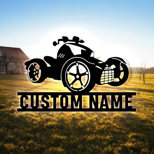 Image of Custom Ryker Metal Wall Art LED Lights Personalized Dirt Bike Name Sign Home Three Wheel Motorcycle Decor Biker Decoration Man Cave