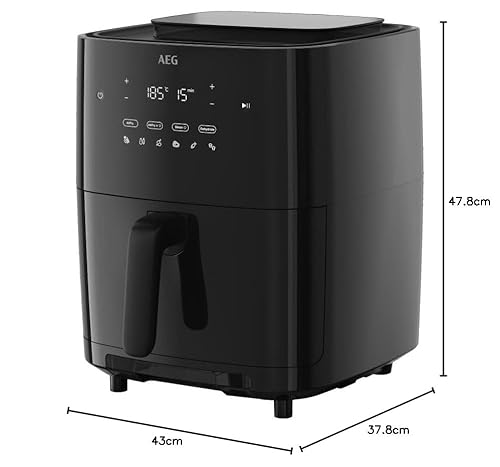 AEG AAF7SB Friteuse à air sans huile, 6,9 L, cuisson vapeur, friture, rôtissage, cuisson et gratinage, contrôle tactile, réservoir d'eau 1,1 l, température 40-200 °C, passe au lave-vaisselle, noir