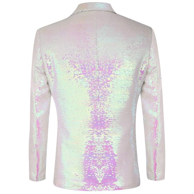 Men's Casual Sequin Blazer One Button Shiny Prom Jacket Lightweight Sport Coat for Wedding Party2