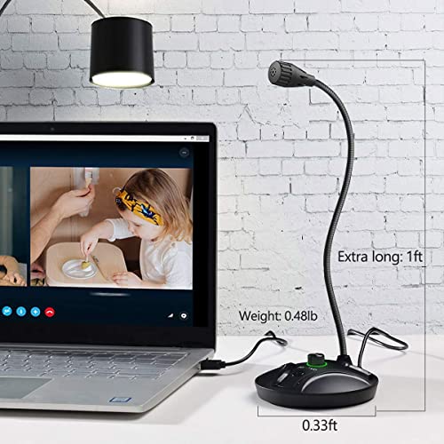 Jounivo Usb Computer Microphone Jv605 Pro With Mute Button & Volume Knob Compatible With Pc Laptop Desktop Mac Ps4, Play & Plug Gooseneck Mic Recording For Gaming, Streaming, Youtube, Vocal #TOP4