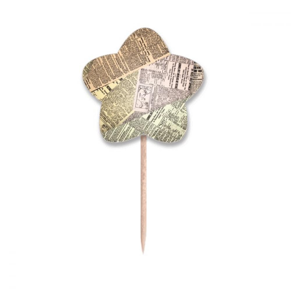 Cure-dents motif veines de journal pour buffet de fête et cupcakes