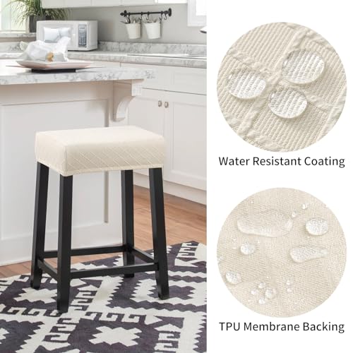 Stool Covers Rectangle - 2 Pack Stretch Waterproof Saddle Seat Cover Counter Bar Stools Bar Chairs Covers Kitchen Island Chairs Cushion Protector - Image 5