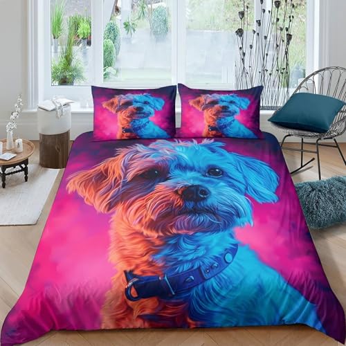 Housse de couette effet 3D chien néon en microfibre résistante haut de gamme