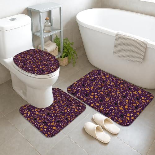 Rideau de douche chat et lune violet en polyester imperméable pour salle de bain 183x183cm - 5