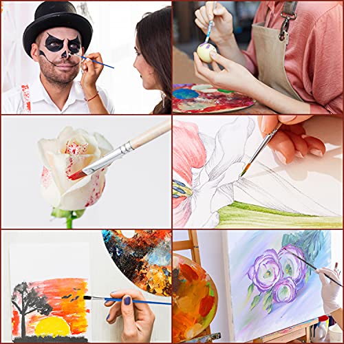 Kurtzy Set Pinceau Peinture et Palette en Bois (12 Pinceaux) Palette de Peintre Ovale - Peinture Acrylique, Huile et Aquarelle - pour Toile, Céramique, Argile, Bois et Modèles - Image 7