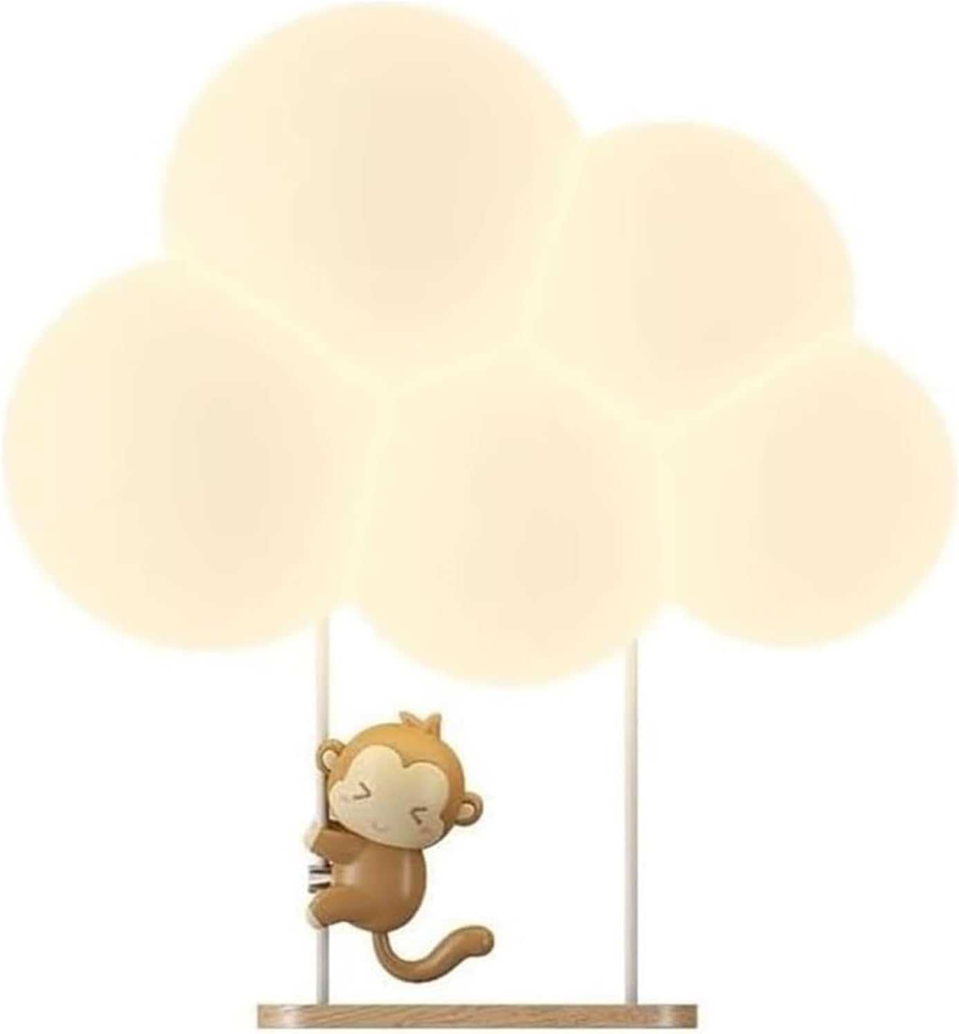 Wall Lamp Kids Wall Lights for Bedrooms | Cute Animal Cartoon Cloud Wall Sconce with White Milk Shade | Dimmable LED Wall Mounted Lamp for Nursery and Children's Rooms(Swing Monkey)