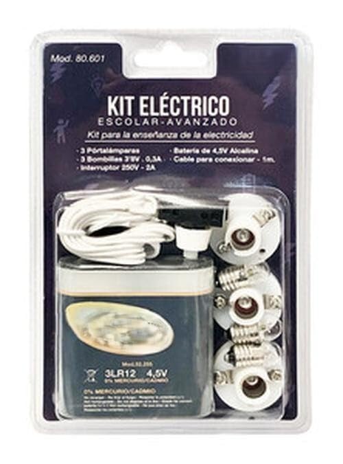 Kit eléctrico escolar avanzado: componentes eléctricos, circuitos, experimentos prácticos, ideal para educación y aprendizaje en tecnología.