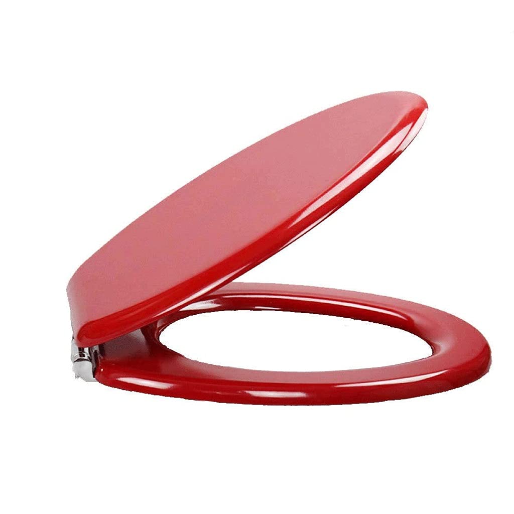 MOBYGKFY Toilet Lid - Seat Will Slow Close and Never Come Loose, Round, Enameled Wood