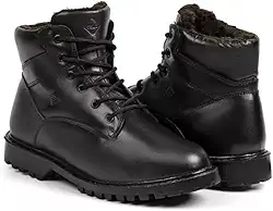 Bota Masculina de Inverno em Couro Forrada com Lã Imperméavel - Helsinque