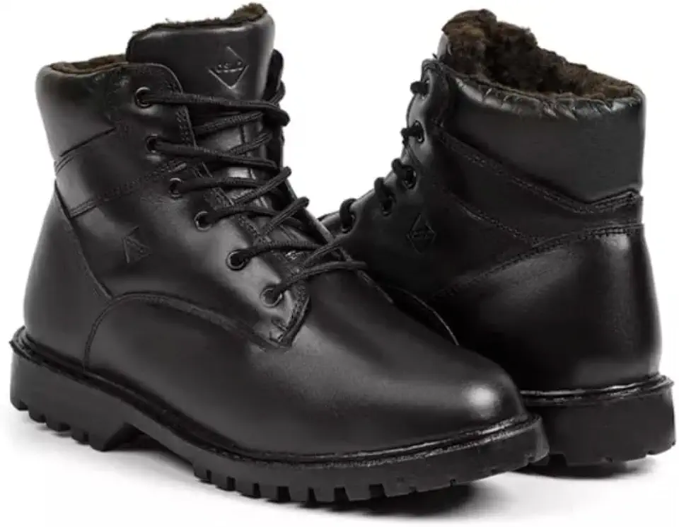 Bota Masculina de Inverno em Couro Forrada com Lã Imperméavel - Helsinque