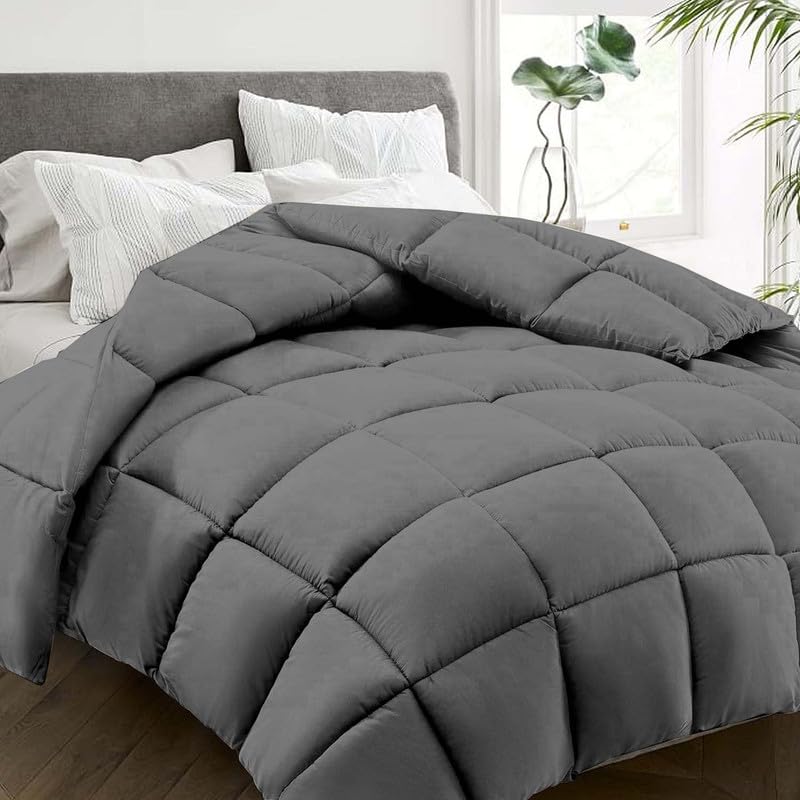 Image of ARLinen AC Comforter Quilt Blanket for All Season ac Blanket for Summer Super Soft Fluffy Comforter, 300 GSM (90 inch x 100 inch Inches /228cm x 254cm) - Double Bed Comforter|Dark Grey| TC - 400