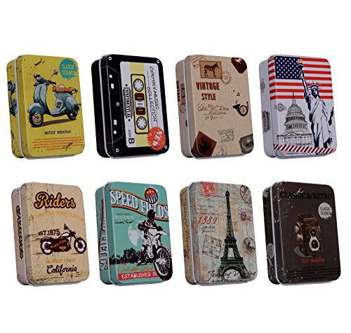 Lifestyle-You Retro Tin Boxes for Multipurpose Use (9.5x7x2.75cm) – Pack of 8 Lifestyle-You Retro Tin Boxes for Multipurpose Use (9.5x7x2.75cm) – Pack of 8