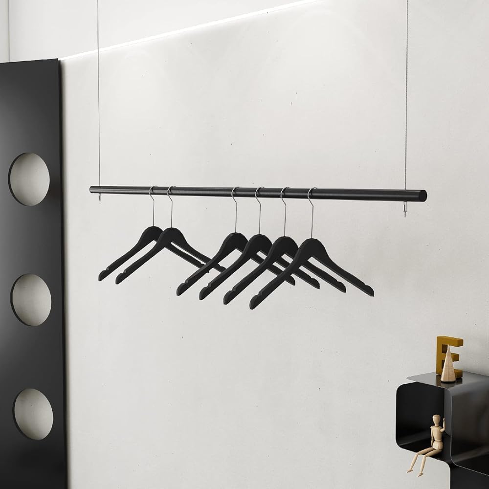 Adjustable Height Heavy Duty Black Stainless Steel Clothing Rack, 120cm Retail Display Garment Rack for Store & Window, Durable Commercial Clothes Rail