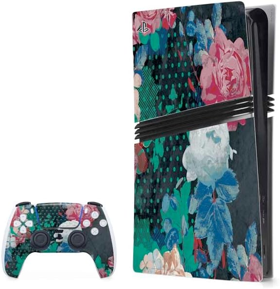Skinit Decal Gaming Skin Compatible with PS5 Pro Bundle - Floral Shadows Design