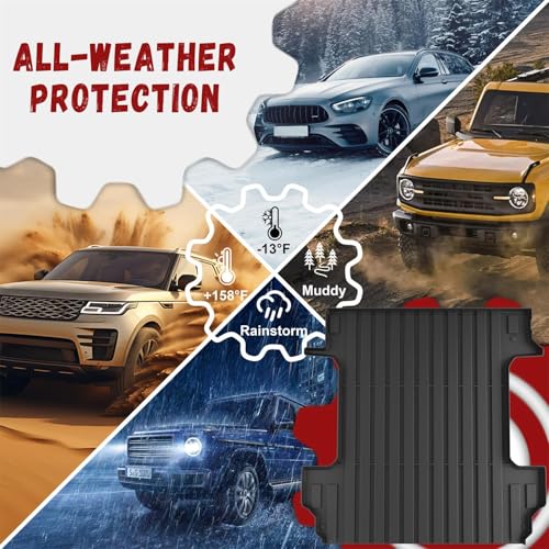 PARTZER Truck Bed Mat Fit 2019-2025 Chevy Silverado/GMC Sierra 1500(5.8ft Bed Custom Fit All Weather TPE Heavy Duty Pickup Accessories Cargo Mat