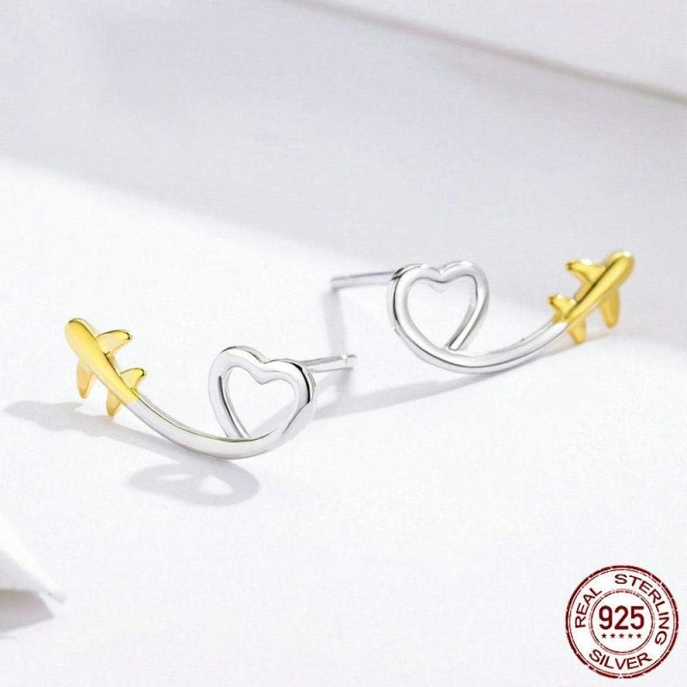 925 Sterling Silver Earrings for Women Heart-Shaped Airplane Small Earrings Stud Trendy Unique Aesthetic Dainty Minimalist Hippie Kpop Earrings Bulk - Image 5