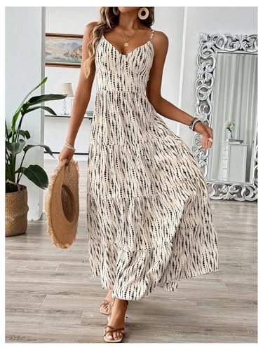 Image of SweatyRocks Women Summer Long Dress V Neck Cut Out Bow Tie Long Dresses Boho Ruffle Long Dresses
