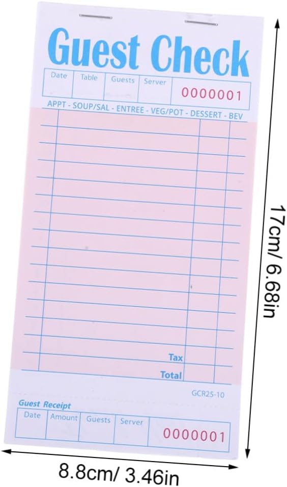 6pcs Red Food Order Book for Restaurants and Fastfood Venues, Paper Waitress Notepad with 50 Sheets Each, Efficient Order Management and Universal Restaurant Compatibility Order