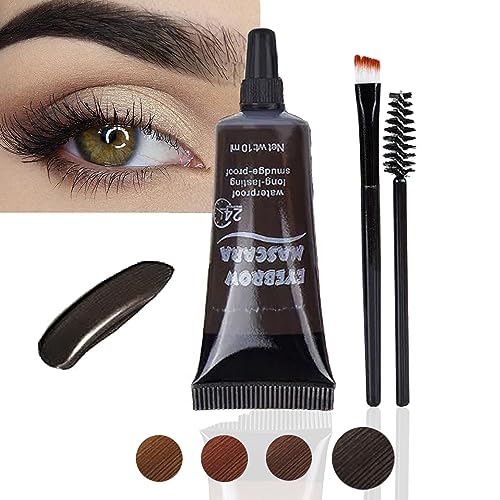 Gel de Cejas Perfectas. Maquillaje para Cejas Duración 24h. Mascara Tinte Fijador para Cejas. Professional Makeup con Pincel y Cepillo Cejas. Color Oscuro Negro. (4)