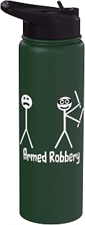 Armed Robbery Robber Stick Figure Stick Man Printed Funny Stainless Steel Insulated Water Bottle