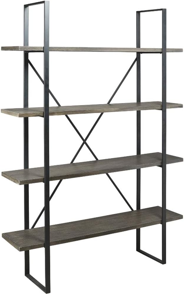 Signature Design by Ashley Gilesgrove Mixed Media Industrial Bookcase with 4 Shelves, Gray