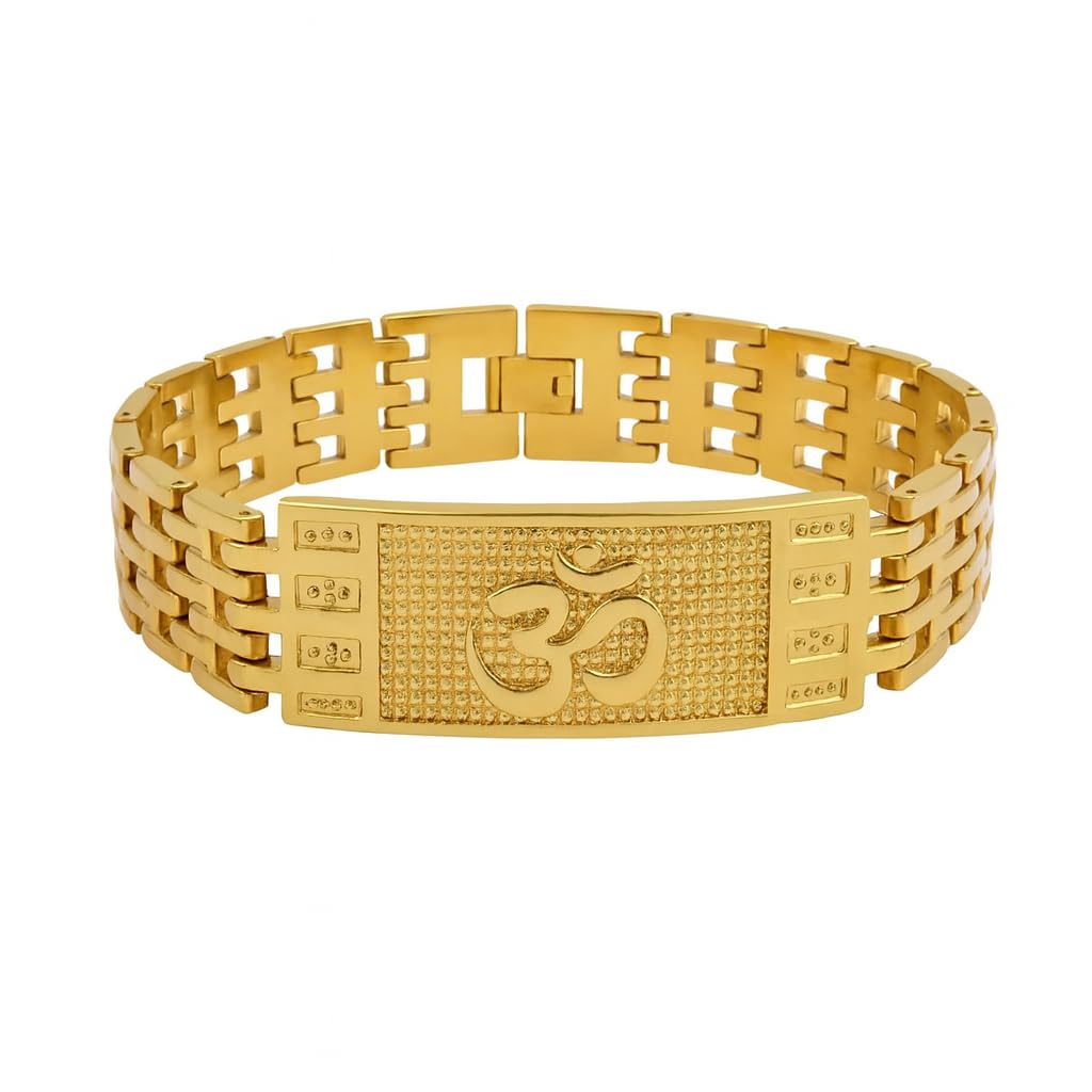 Men’s OM Bracelet – 18K Gold Plated Stainless Steel | Waterproof, Anti-Tarnish, Skin-Friendly Spiritual Jewellery for Men & Women, Adjustable Size-image-33