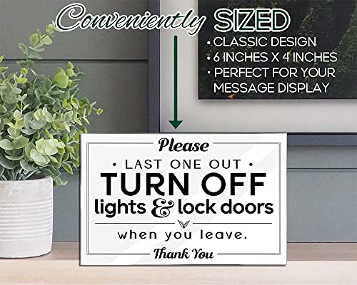 Airbnb Essentials For Hosts - Last One Out - 4\"x6\" Acrylic Sign w/Mounting Tape - Please Close Door Sign - Rental Home Necessities & Turn Off The Lights Sign - Perfect Reminder To Lock The Door Sign - Thumbnail 3