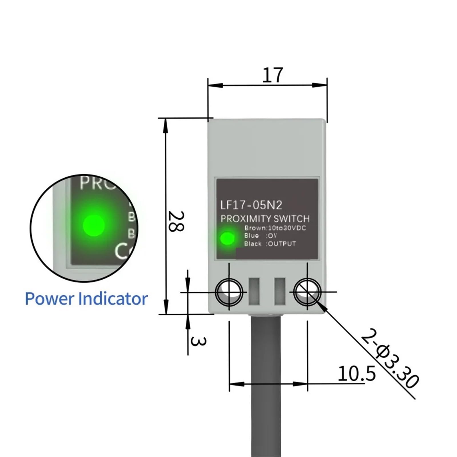 TL-Q5MC1 Kwadratowy czujnik zbliżeniowy NPN PNP 10-30VDC 3-przewodowy IP67 odległość wykrywania 5 mm metalowy przełącznik indukcyjny z kablem 2 m (5 mm DC 3-przewodowy NPN NO)