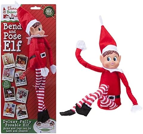 Elves Behavin' Badly dqv131xx lves 12" Bendable Poseable Elf with Vinyl Head, Red