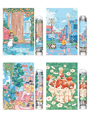 Mini Puzzles Adultes (4 Paquets), Puzzle Double Face avec Plan de référence, Micro Puzzle avec Pince à épiler pour Petits Puzzles